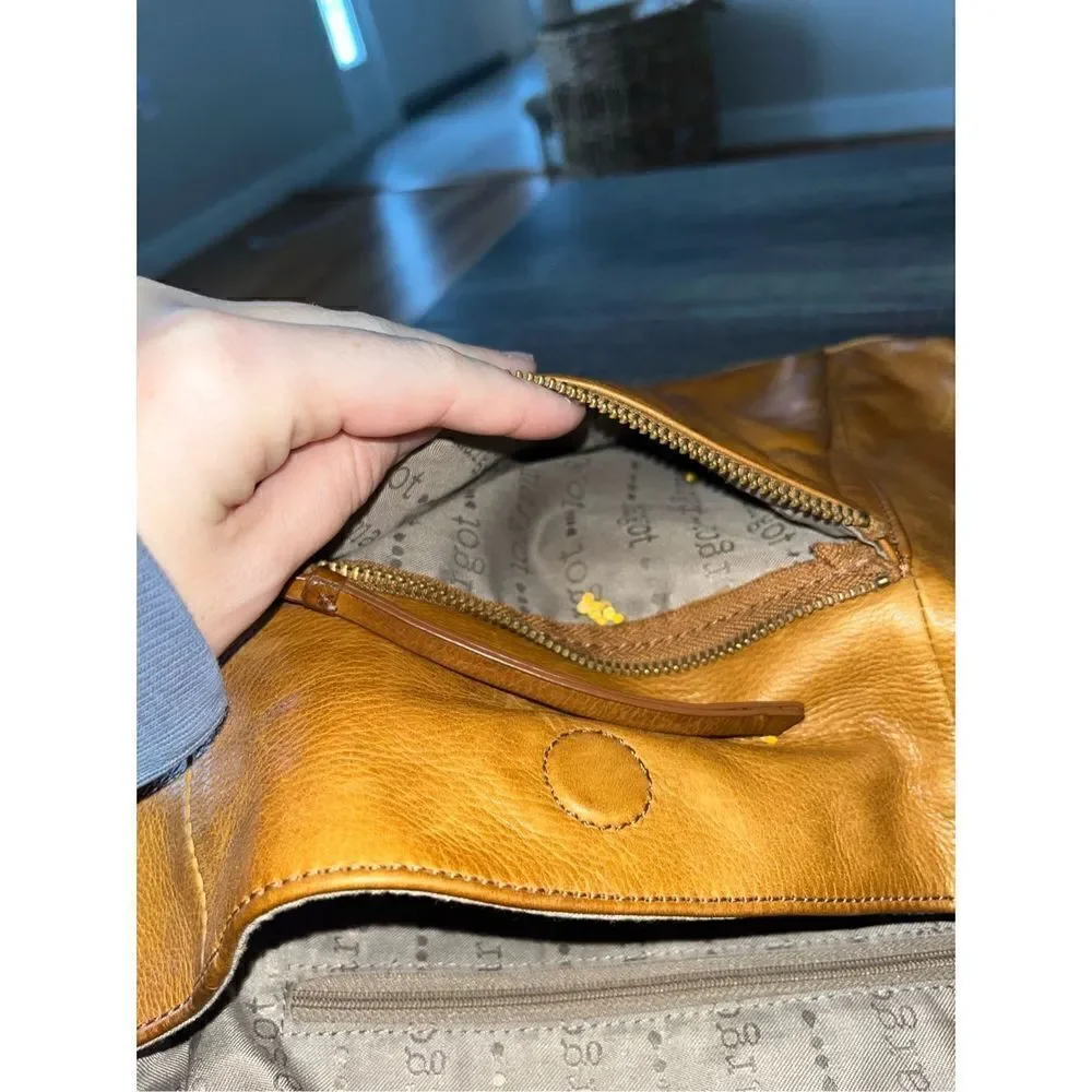 Margot Genuine Leather Foldover Hobo Handbag Crossbody Brown